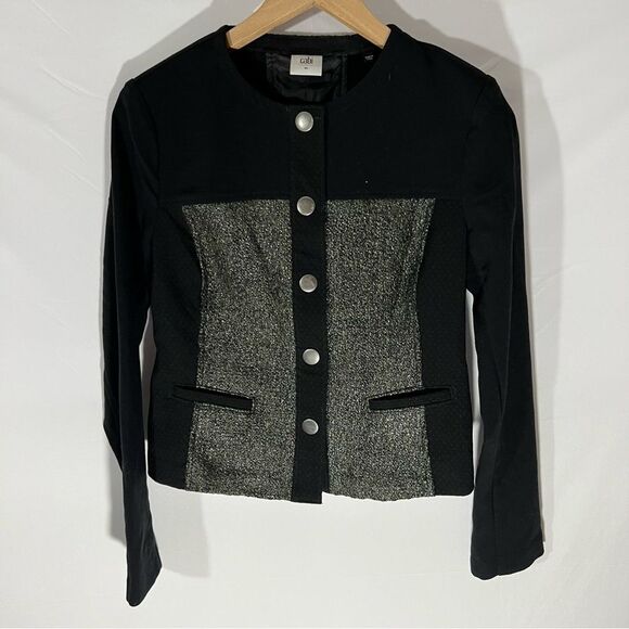 CAbi #3036 Cropped Panel Media Jacket Black Gray Sz XS - Picture 2 of 7